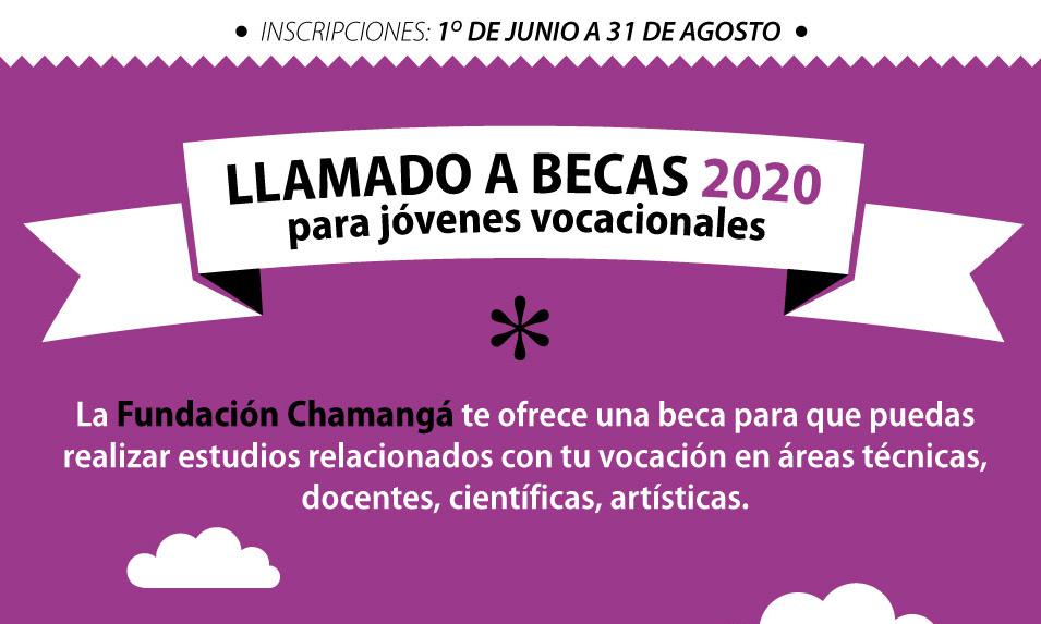 Afiche del llamado a becas 2020 Fundación Chamangá