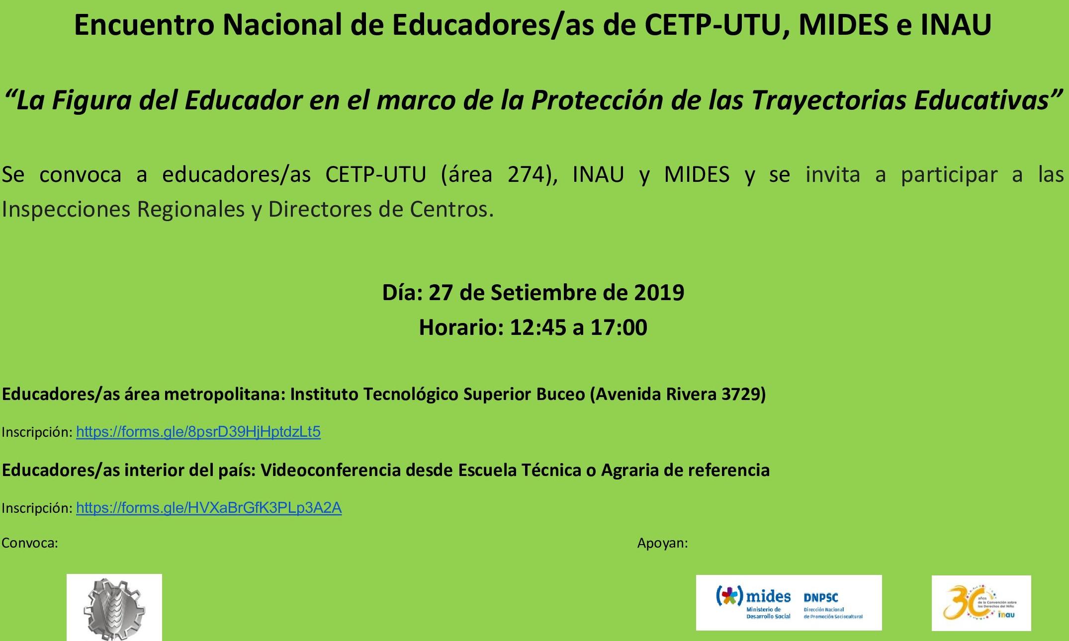 Encuentro Nacional de Educadores/as del CETP - UTU, MIDES e INAU