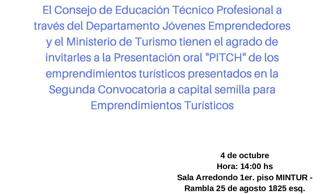 Presentación oral "PITCH" de los emprendimientos turísticos