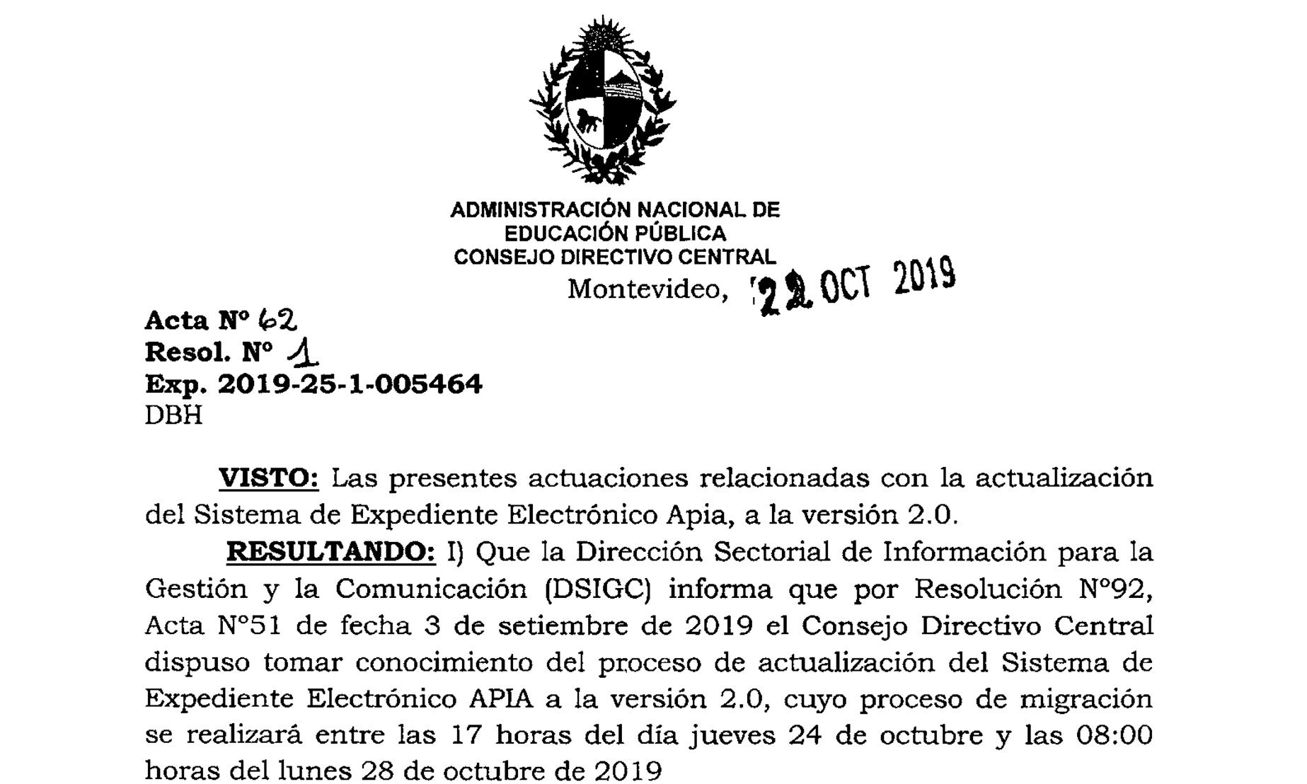 Resolucion CODICEN sobre actualización APIA