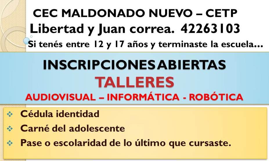 Talleres de Audiovisual, Informática y Robótica: inscripciones abiertas
