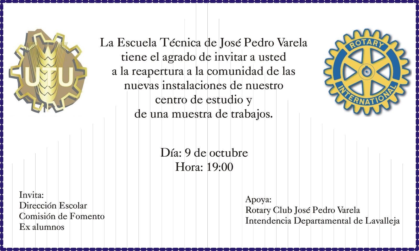 Reapertura a la comunidad de las nuevas instalaciones y muestra de trabajos de la Escuela Técnica José Pedro Varela