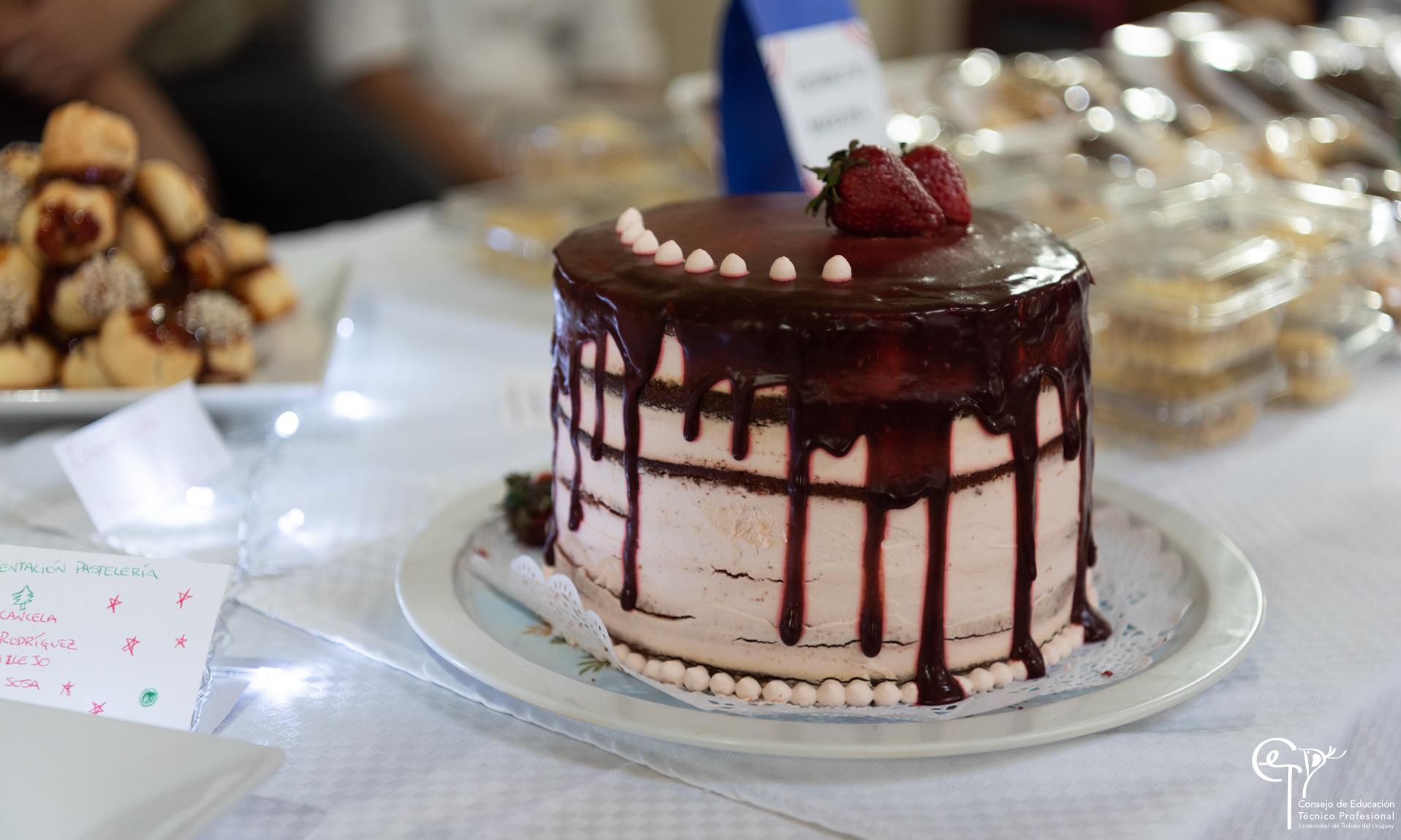 Torta de frutilla, con baño en chocolate 