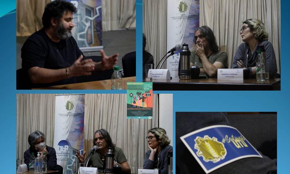 Expositores del sector audiovisual durante el diálogo sobre educación y trabajo entre UTU y el sector audiovisual en el Instituto Tecnológico Superior del Buceo.