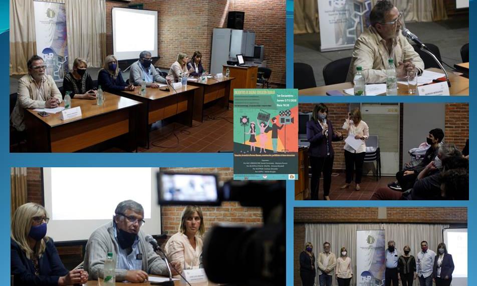 Expositores y participantes durante el diálogo sobre educación y trabajo entre UTU y el sector audiovisual en el Instituto Tecnológico Superior del Buceo.
