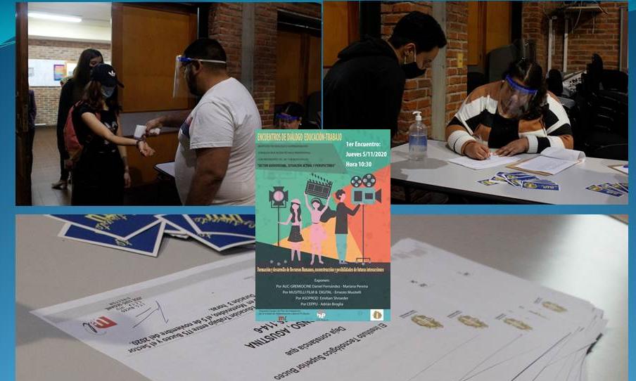 Recepción y bienvenida a los participantes del diálogo sobre educación y trabajo entre UTU y el sector audiovisual en el Instituto Tecnológico Superior del Buceo.