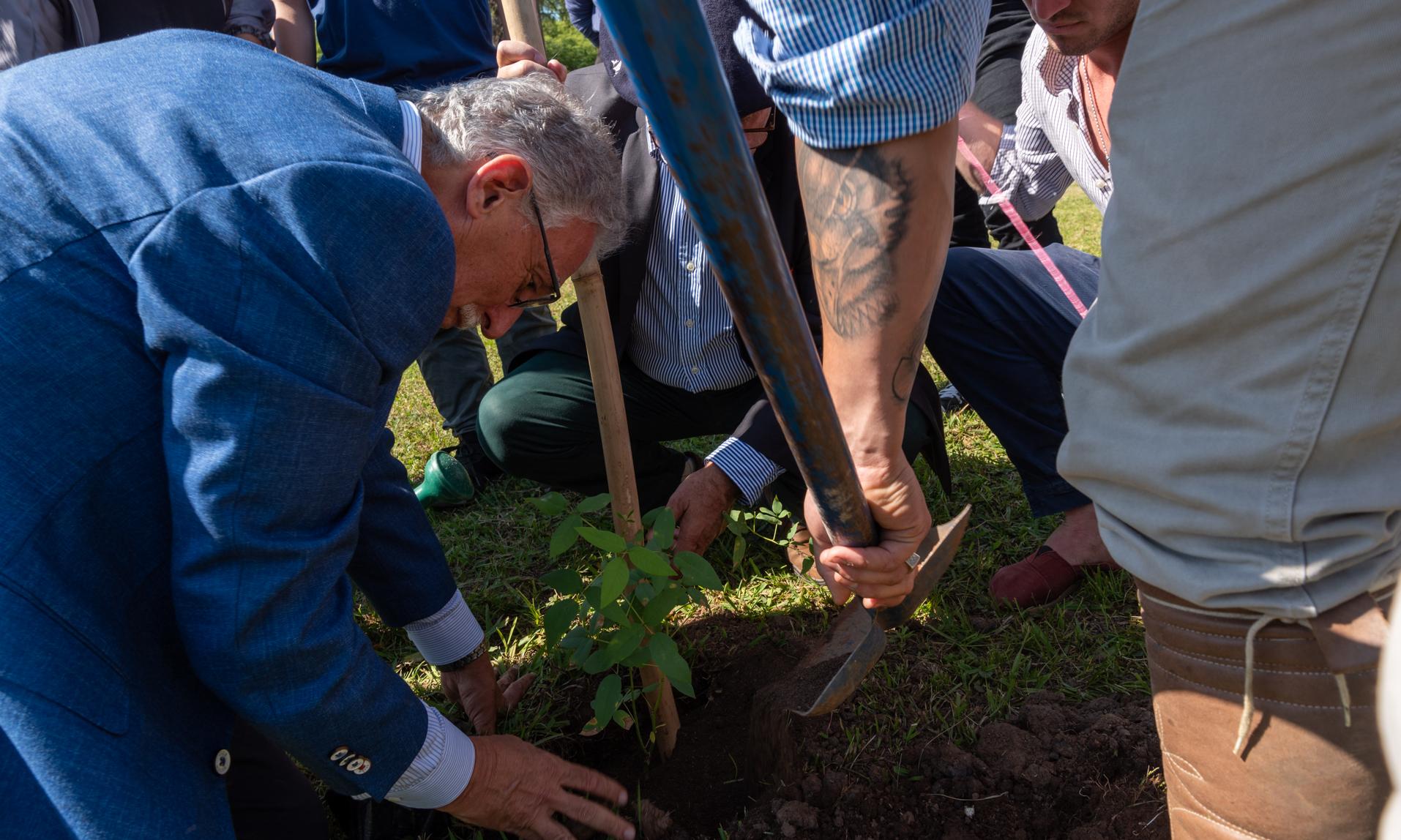 Director general de UTU Juan Pereyra plantando un árbol