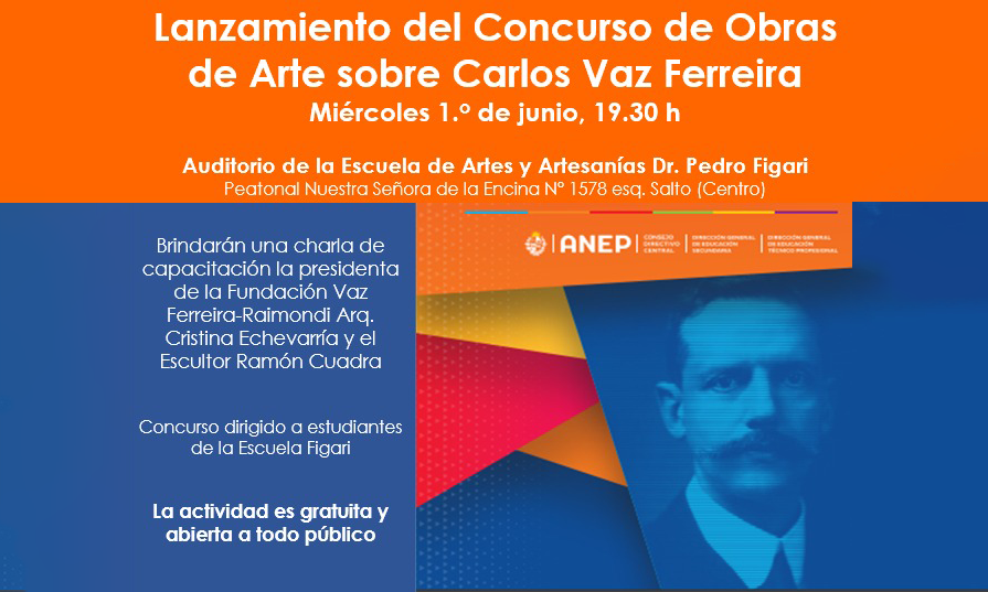Flyer concurso de obras de arte sobre Carlos Vaz Ferreira