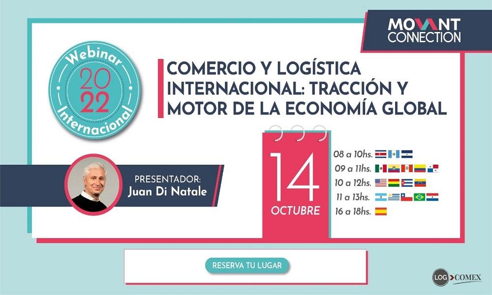Flyer Webinar Internacional 2022 de Comercio Exterior y Logística