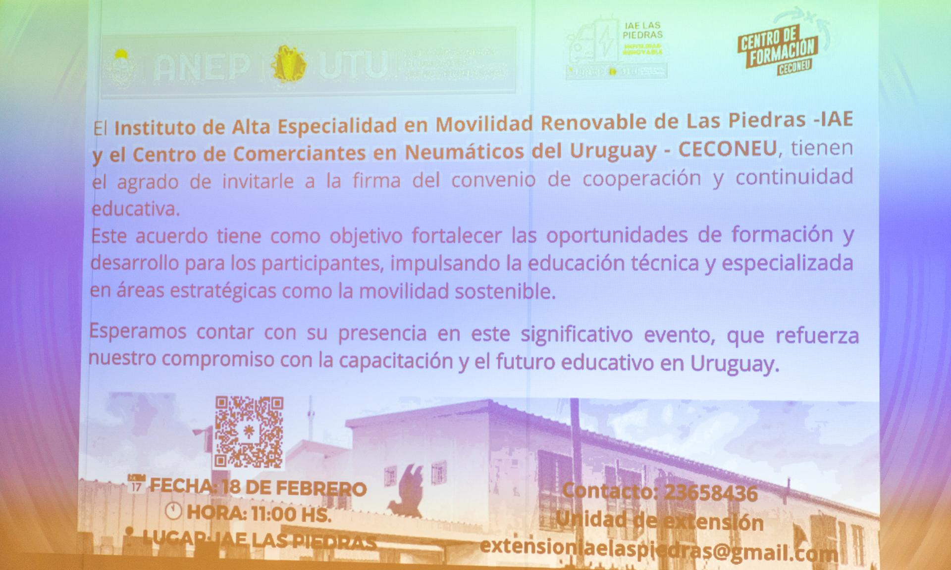 IEA Las Piedras y CECONEU firmaron un convenio para la continuidad educativa de jóvenes de la zona