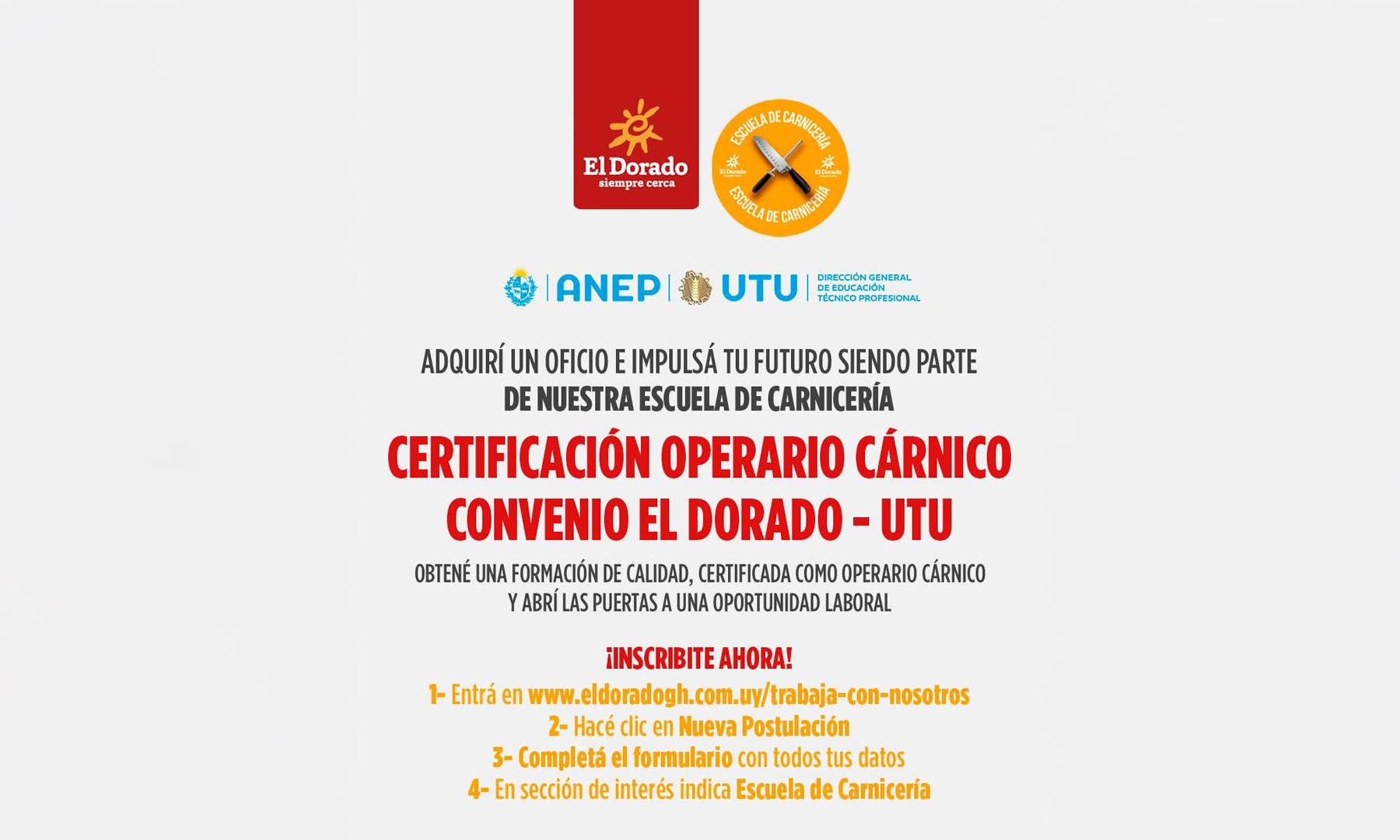 UTU y El Dorado se unen para capacitar y emplear a futuros carniceros